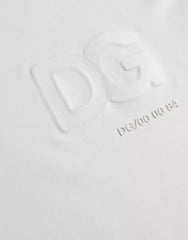 Dolce & Gabbana White Logo Embossed Cotton Crewneck T-shirt