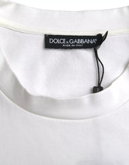 Dolce & Gabbana White Logo Embossed Cotton Crewneck T-shirt