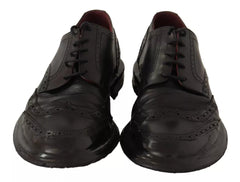 Dolce & Gabbana Black Leather Brogue Oxford Dress Shoes