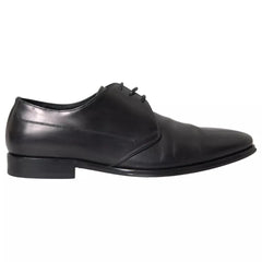 Dolce & Gabbana Black Leather Derby Formal Dress Men Shoes