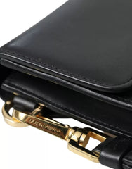 Dolce & Gabbana Black Calf Leather Large Logo Document Holder Clutch Men Bag