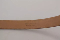 Dolce & Gabbana Brown Leather Gold Engraved Metal Buckle Belt