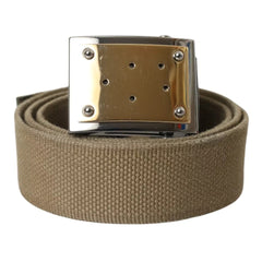 Dolce & Gabbana Brown Canvas Square Metal Buckle Men Belt