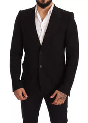 Dolce & Gabbana Black Wool Slim Fit Coat Jacket Blazer