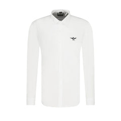 Aeronautica Militare Slim Fit White Cotton Shirt with Eagle Logo