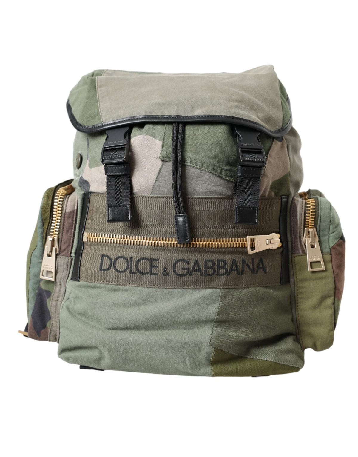 Dolce & Gabbana Military Green Patchwork Rucksack Backpack Bag