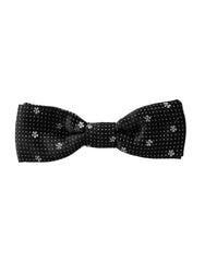 Dolce & Gabbana Black Silk Floral Adjustable Neck Men Papillon Bow Tie