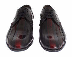 Dolce & Gabbana Elegant Black Bordeaux Striped Leather Dress Shoes