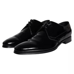 Dolce & Gabbana Black Calfskin Leather Derby Men Dress Shoes