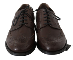 Dolce & Gabbana Brown Leather Brogue Derby Dress Shoes