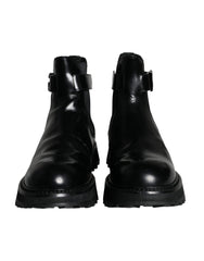 Dolce & Gabbana Black Belted DG Logo Men Chelsea Boots Shoes