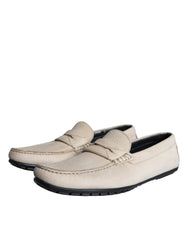 Dolce & Gabbana Beige Leather Slip Mocassin Loafers Men Shoes