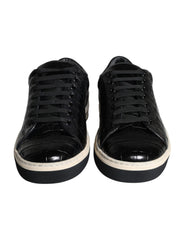 Dolce & Gabbana Black Leather Men Low Top Sneakers Shoes