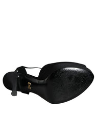 Dolce & Gabbana Black Leather Platform Heels Sandals Shoes