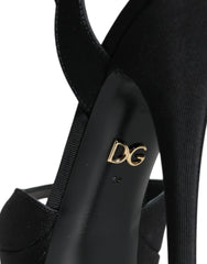 Dolce & Gabbana Black Leather Platform Heels Sandals Shoes