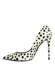 Dolce & Gabbana Black White Polka Dot Leather Pumps Shoes