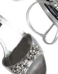 Dolce & Gabbana Silver Crystal AnkleStrap Keira Sandals Shoes