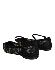 Dolce & Gabbana Black Taormina Lace Bellucci Flats Shoes