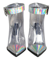 Dolce & Gabbana Silver Iridescent PVC Pointed Short Boots Shoes