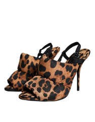 Dolce & Gabbana Brown Leopard Keira Slingback Sandals Shoes