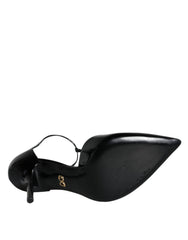 Dolce & Gabbana Black Patent Leather T-strap Heels Pumps Shoes