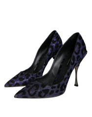 Dolce & Gabbana Violet Leopard Lurex High Heels Pumps Shoes