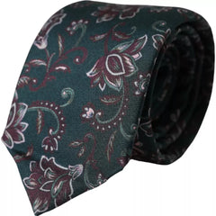 Dolce & Gabbana Green Floral Print Silk Adjustable Men Tie