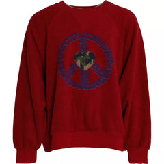 Dolce & Gabbana Red Logo Cotton Crew Neck Pullover Sweater