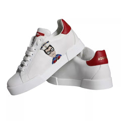 Dolce & Gabbana White Patch Calfskin Nappa Portofino Sneakers Shoes