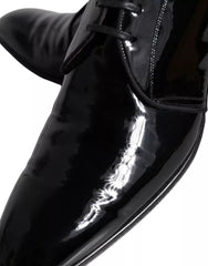 Dolce & Gabbana Black Patent Leather Derby Men Dress Shoes