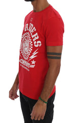 Frankie Morello Chic Red 'RIDERS' Motive Crewneck Tee