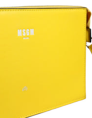 MSGM Yellow Leather Logo Crossbody Sling Shoulder Bag