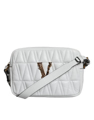 Versace White Quilted Nappa Leather Crossbody Shoulder Bag