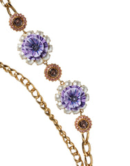 Dolce & Gabbana Gold Tone Floral Crystals Embellished Layered Necklace