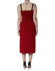 Dolce & Gabbana Red Viscose Stretch Side Slit Sheath Midi Dress