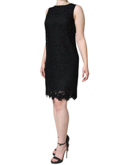 Dolce & Gabbana Black Floral Lace Sheath Sleeveless Mini Dress