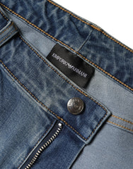 Emporio Armani Blue Washed High Waisted Skinny Women Denim Jeans