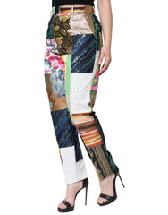 Dolce & Gabbana Multicolor Patchwork Jacquard High Waist Pants