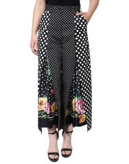 Dolce & Gabbana Black Patchwork High Waist Wide Leg Pants