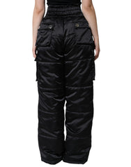 Dolce & Gabbana Black Quilted High Waist Women Boot Cut Pants