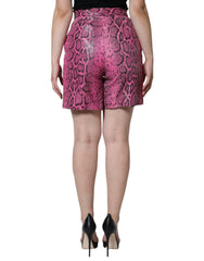 Dolce & Gabbana Pink Leather High Waist Hot Pants Shorts