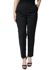 Dolce & Gabbana Black High Waist Tapered Women Pants