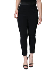 Dolce & Gabbana Black Viscose High Waist Tapered Pants