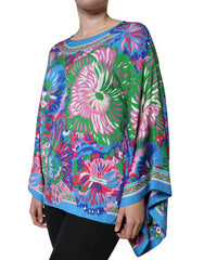 Dolce & Gabbana Multicolor Floral Charmeuse Kimono Sleeve Tunic Top