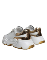 Dolce & Gabbana White Gold DAYMASTER Leather Sneakers Shoes