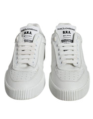 Dolce & Gabbana White Calfskin Leather Miami Low Top Sneakers Shoes