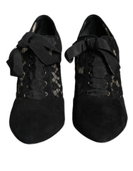 Dolce & Gabbana Black Taormina Lace Up Stretch Heels Shoes