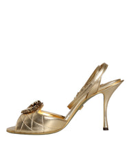 Dolce & Gabbana Gold Devotion Embellished Keira Sandals Shoes