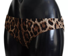 Dolce & Gabbana Brown Leopard Print Swimsuit Swimwear Bikini Bottom