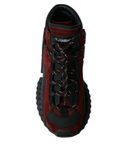 Dolce & Gabbana Burgundy Leather High Top Sneakers